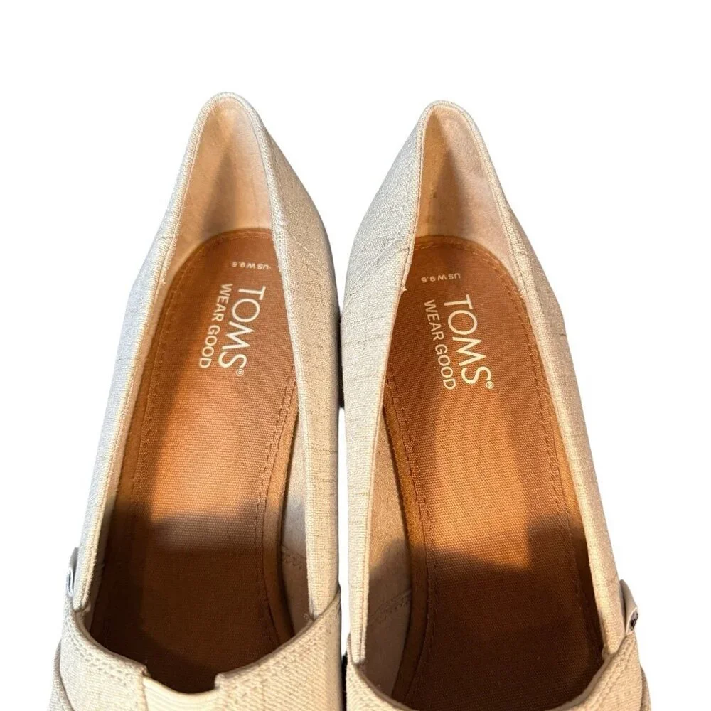 TOMS Classic Wedge Women's Sandal Size 9.5 Beige Natural Classic Jacquard